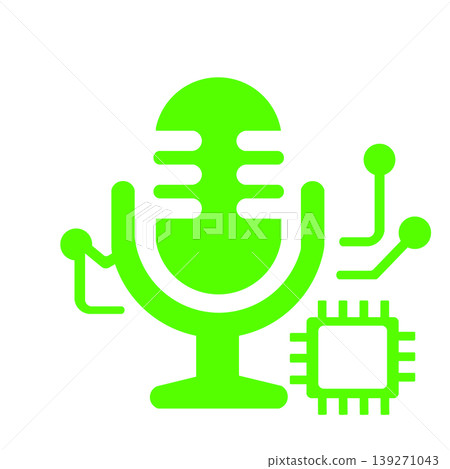 Digital icon (green) for AI processing of audio data from the microphone. 139271043