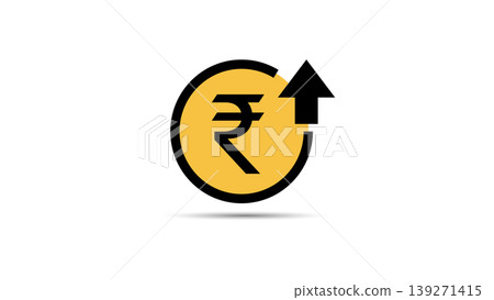 Rupee Coin With Upward Arrow Symbolizing Financial Growth, Investment Gain And Rising Currency Value Rupee Coin With Upward Arrow Symbolizing Financial Growth, Investment Gain And Rising Currency Value 139271415