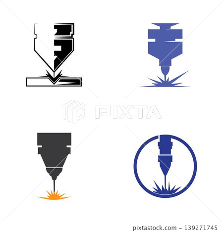 Laser Cutting Machine Logo Design Icon Vector Illustration. 139271745