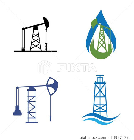 Oil and gas industry logo with drilling rig Oil and gas industry logo with drilling rig 139271753