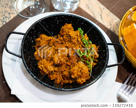 Boar meat is baked in its own juice in ceramic dish Boar meat is baked in its own juice in ceramic dish 139272438