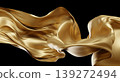 Luxury gold fabric flowing with silk weave texture isolated on black background 3D render 139272494
