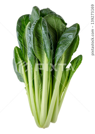 A top-down cutout of fresh komatsuna (Japanese mustard spinach) placed on a transparent background. A top-down cutout of fresh komatsuna (Japanese mustard spinach) placed on a transparent background. 139273169