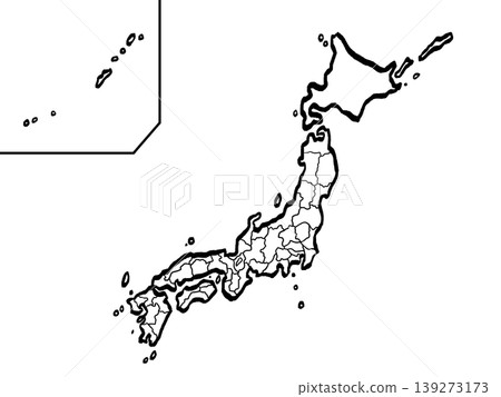 Map of Japan, Prefectures (Brushstroke Style), Simple Map of Japan, Prefectures (Brushstroke Style), Simple 139273173