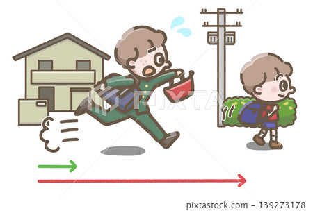 一幅哥哥追逐弟弟的插圖。 一幅哥哥追逐弟弟的插圖。 139273178