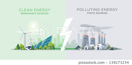 Comparing Clean and Polluting Energy Power Stations 139273254