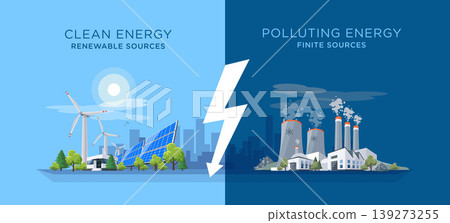 Comparing Clean and Polluting Energy Power Stations 139273255