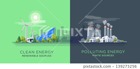 Comparing Clean and Polluting Energy Power Stations Comparing Clean and Polluting Energy Power Stations 139273256