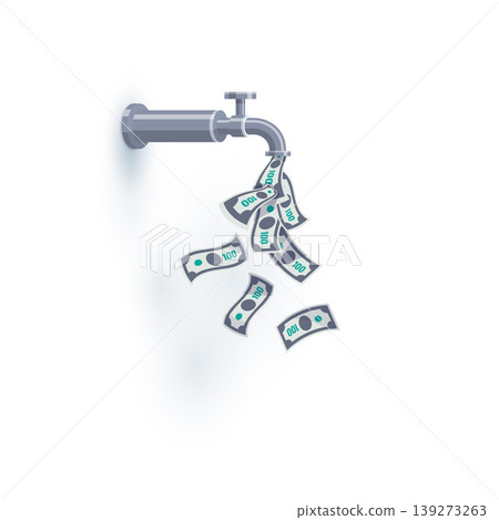Open Money Faucet Passive Income Isolated Illustration 139273263