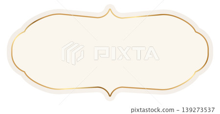 Ornate gold frame in beige color. Vintage decorative template label with elegant border for handmade branding and luxury packaging. Vector design with blank space Ornate gold frame in beige color. Vintage decorative template label with elegant border for handmade branding and luxury packaging. Vector design with blank space 139273537