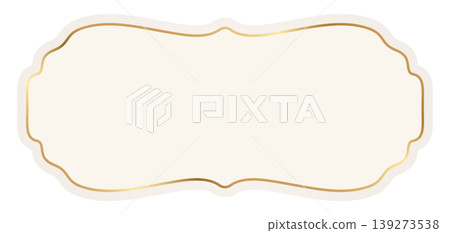Asian luxury decorative label with golden border. Ramadan design element. Islamic ornamental luxury frame. Vector illustration 139273538