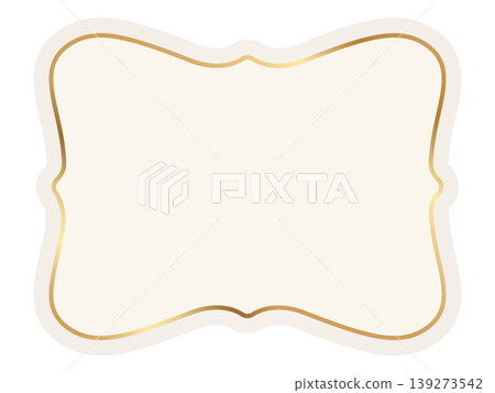 Decorative frame with golden border. Ornamental elegant luxury label. Vintage badge, wedding insignia, sale sticker, vector frame certificate. Vector illustration with blank space Decorative frame with golden border. Ornamental elegant luxury label. Vintage badge, wedding insignia, sale sticker, vector frame certificate. Vector illustration with blank space 139273542