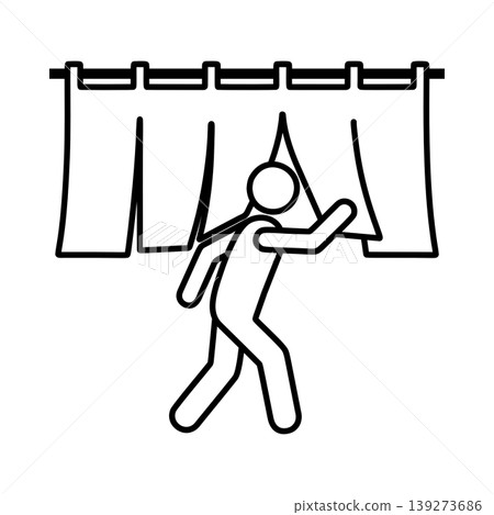 A LINE icon of a person passing through a noren (traditional Japanese curtain). A LINE icon of a person passing through a noren (traditional Japanese curtain). 139273686