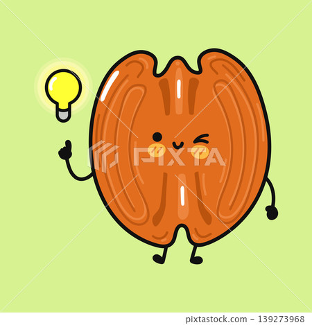 Pecan nut cartoon character having an idea Pecan nut cartoon character having an idea 139273968
