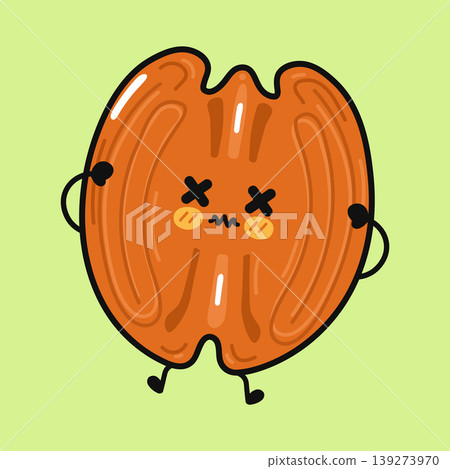 Pecan nut character feeling dizzy and unwell Pecan nut character feeling dizzy and unwell 139273970