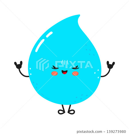 Cute water drop character making rock and roll gesture Cute water drop character making rock and roll gesture 139273980