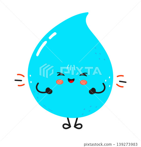 Cute blue water drop showing happy expression 139273983