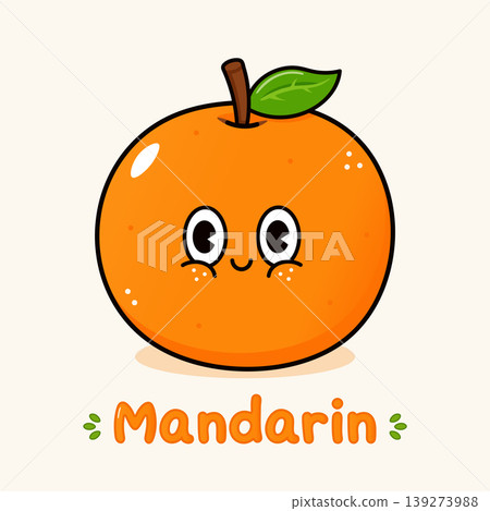 Cute Mandarin Orange Character Label 139273988