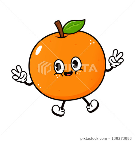 Jumping Mandarin Orange Cartoon Character 139273993