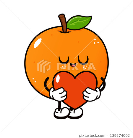 Mandarin Orange Character Holding Heart Mandarin Orange Character Holding Heart 139274002