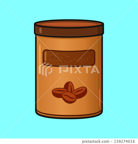 Coffee canister containing ground beans for hot beverage Coffee canister containing ground beans for hot beverage 139274018