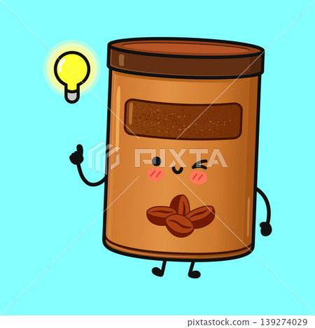 Coffee jar character having a creative idea 139274029