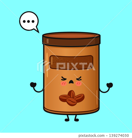 Displeased cartoon coffee jar thinking about coffee beans Displeased cartoon coffee jar thinking about coffee beans 139274030