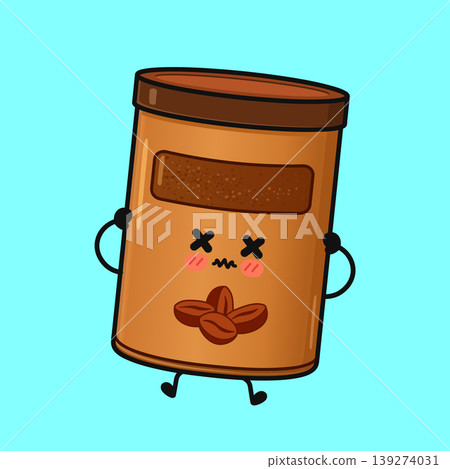 Coffee container character feeling sick on blue background 139274031