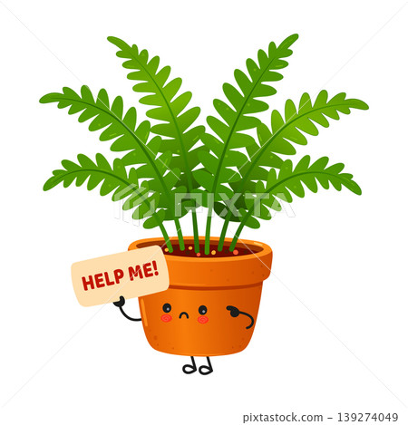 Sad fern houseplant asking for help concept Sad fern houseplant asking for help concept 139274049