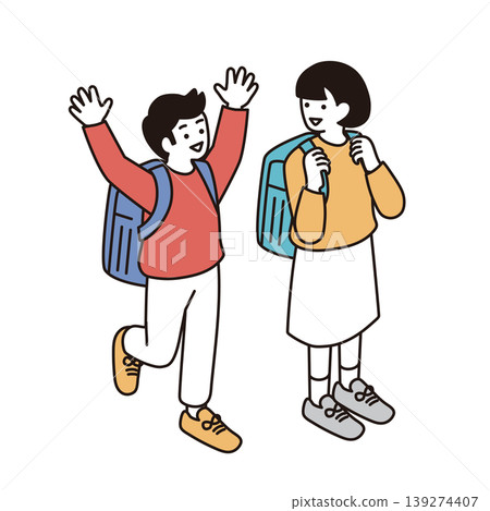 用等距構圖繪製的小學生簡筆畫插圖。 用等距構圖繪製的小學生簡筆畫插圖。 139274407