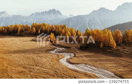Croda da Lago mountain at background, majestic landscape at autumn time Croda da Lago mountain at background, majestic landscape at autumn time 139274755
