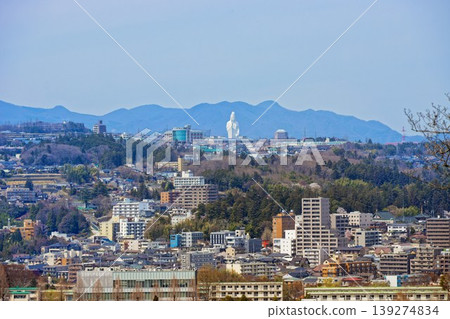 從仙台城遺址眺望仙台大觀音方向的城市景觀。 139274834
