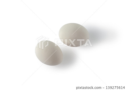 Two Chicken Eggs Isolated on White Background Two Chicken Eggs Isolated on White Background 139275614