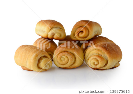 Several Cinnamon Buns Isolated on White Background 139275615
