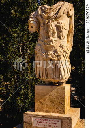 Ancient marble statue of Roman Emperor Hadrian in Athens, Greece. Ancient marble statue of Roman Emperor Hadrian in Athens, Greece. 139276179