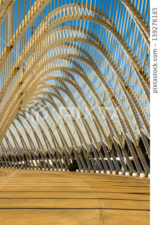 White steel arches of Santiago Calatrava at Athens Olympic Complex, Greece. White steel arches of Santiago Calatrava at Athens Olympic Complex, Greece. 139276185