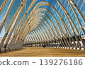 Modern white steel arch structure in Athens Olympic Complex, Greece. 139276186