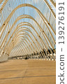 Symmetrical view of Calatrava roof arches at Olympic Complex Athens. 139276191