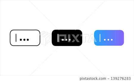 Three variations of text input cursor icons with blinking indicator in line art solid black and gradient flat style isolated on white background Three variations of text input cursor icons with blinking indicator in line art solid black and gradient flat style isolated on white background 139276283
