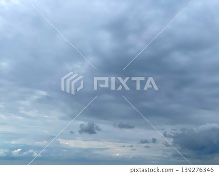 Weather. Dark blue cloudy stormy sky with clouds, scenery nature background 139276346
