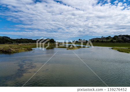 Scenic view of the wetlands of Joyel in Cantabria, Spain, on a sunny day Scenic view of the wetlands of Joyel in Cantabria, Spain, on a sunny day 139276452