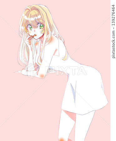 女人塗口紅，金發 139276464