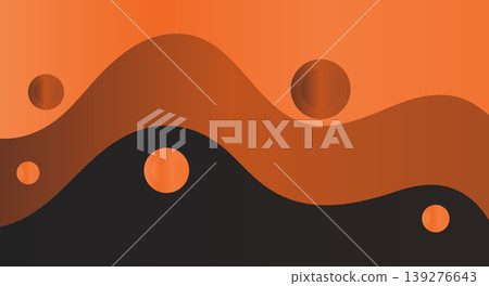 Abstract fluid wavy background with orange layers and scattered circles Abstract fluid wavy background with orange layers and scattered circles 139276643
