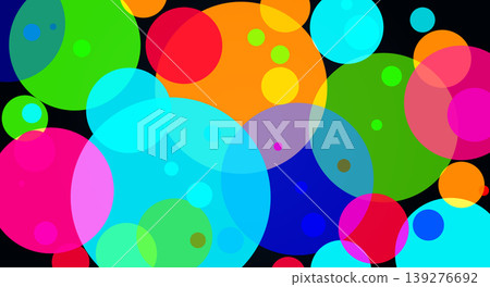 Colorful overlapping transparent circles abstract background on black Colorful overlapping transparent circles abstract background on black 139276692