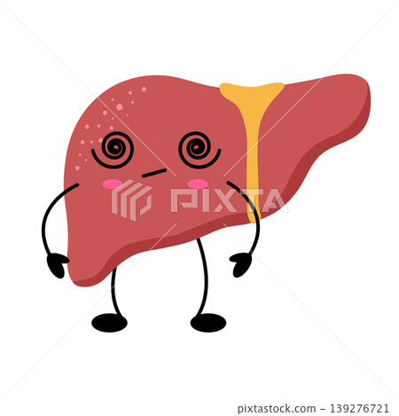 Illustration of a cute cartoon liver with facial features, arms, and legs Illustration of a cute cartoon liver with facial features, arms, and legs 139276721