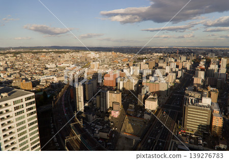 Overview during a cloudy day of the skyline of the city of Sendai, in northern Japan. Overview during a cloudy day of the skyline of the city of Sendai, in northern Japan. 139276783
