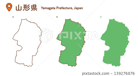 山形縣地圖插圖集 | 日本地圖、都道府縣、教育資料 139276876