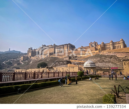 The famous Amber Fort, the fortified residence of Raja Man Singh I in the northern suburbs of Jaipur, India 139277334
