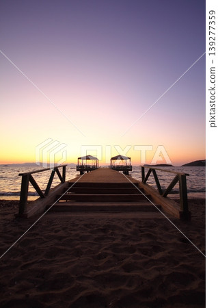 Pier and spectacular sunset in Bodrum 139277359