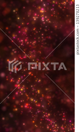 Soft red and pink particle stream with glowing bokeh lights drifting through a dark abstract background. 139278213